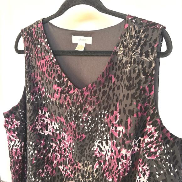 Y2K Velvet Burnout Pink Black Witchy Animal Print Whimsigoth Fairy Blouse 1X - Picture 2 of 7